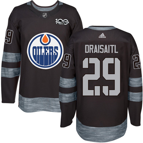 Adidas Oilers #29 Leon Draisaitl Black 1917-100th Anniversary Stitched NHL Jersey